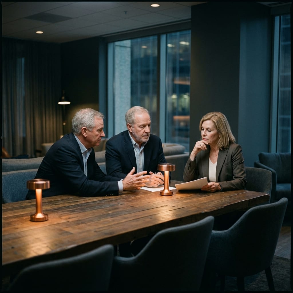 Senior executives in considered conversation